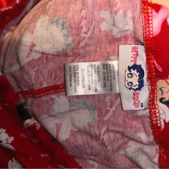Betty boop red pajamas pants 2x xxl love Cupid hearts 18W/20W sleepwear - Picture 4 of 4